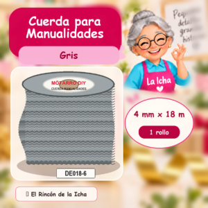 DE018-6 Cuerda para Manualidades Gris 4 mm x 18 m