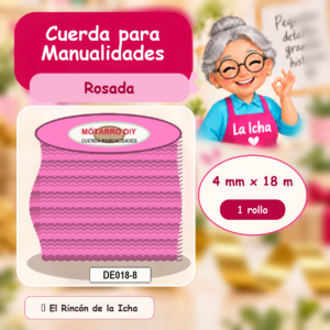 DE018-8 Cuerda para Manualidades Rosada 4 mm x 18 m