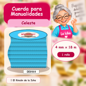 DE018-9 Cuerda para Manualidades Celeste 4 mm x 18 m