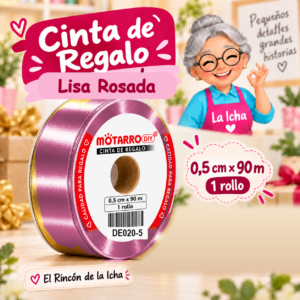 DE020-5 Cinta de Regalo Lisa Rosada 0,5 cm x 90 m