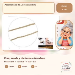 DE022-18 Pasamanería de Lino Trenza Fina 5 mm × 2 m