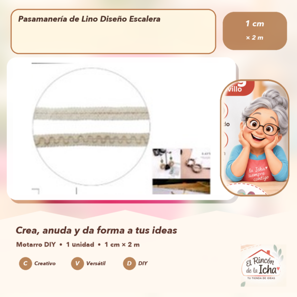 Pasamanería de Lino Diseño Escalera 1 cm × 2 m