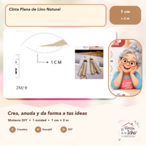 DE022-23 Cinta Plana de Lino Natural 1 cm × 2 m