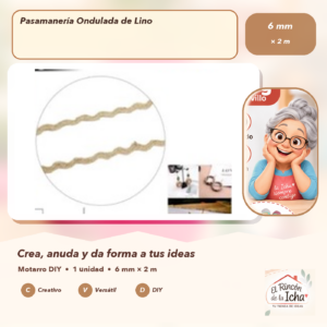 DE022-25 Pasamanería Ondulada de Lino 6 mm × 2 m