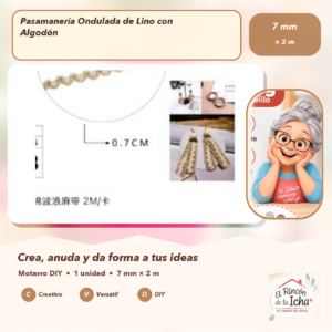 DE022-28 Pasamanería Ondulada de Lino con Algodón 7 mm × 2 m