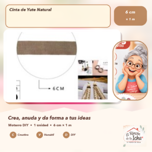DE022-29 Cinta de Yute Natural 6 cm × 1 m