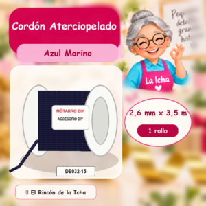 DE032-15 Cordón Aterciopelado Azul Marino 2,6 mm x 3,5 m