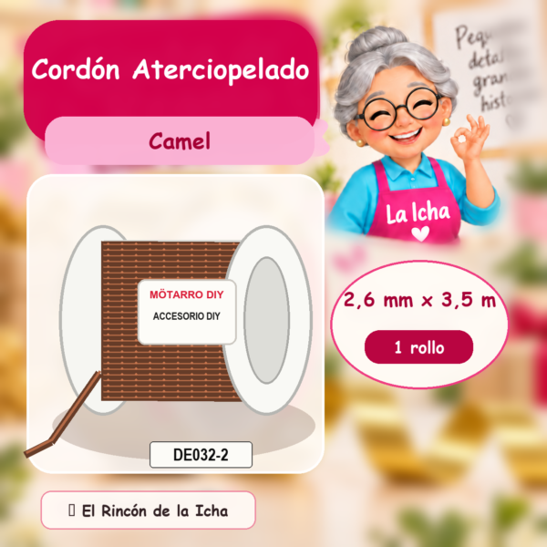 DE032-2 Cordón Aterciopelado Camel 2,6 mm x 3,5 m