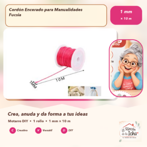 DE033-2 Cordón Encerado para Manualidades Fucsia 1 mm × 10 m