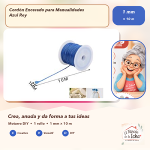 DE033-9 Cordón Encerado para Manualidades Azul Rey 1 mm × 10 m