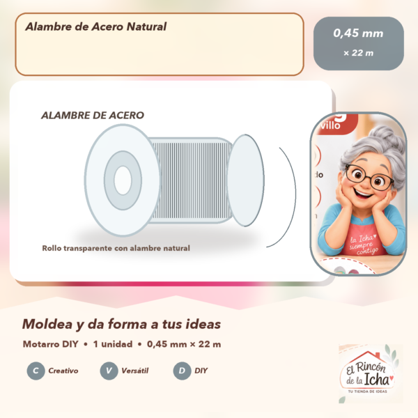 Alambre de Acero Natural 0,45 mm × 22 m