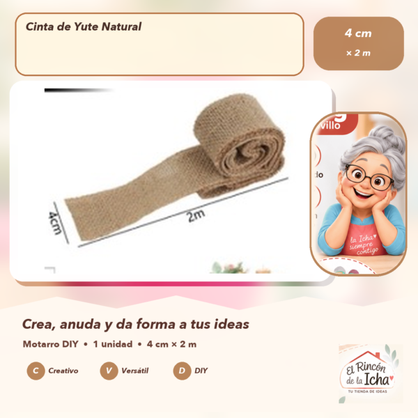 Cinta de Yute Natural 4 cm × 2 m