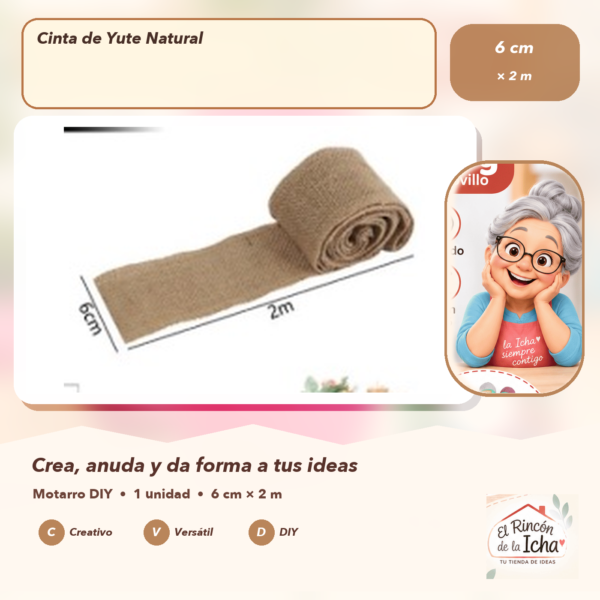 Cinta de Yute Natural 6 cm × 2 m