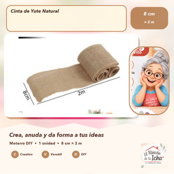 Cinta de Yute Natural 8 cm × 2 m