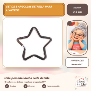 Set de 3 Argollas Estrella para Llaveros 3,5 cm