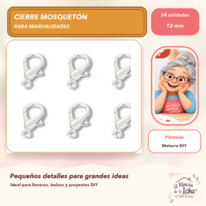 DG005-22 Set de 24 Cierres Mosquetón Metálicos Plateado 12 mm Modelo 302