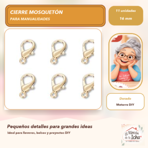 DG005-31 Set de 11 Cierres Mosquetón Metálicos Dorado 16 mm Modelo 304