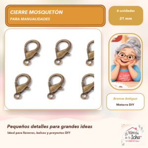 DG005-38 Set de 6 Cierres Mosquetón Metálicos Bronce Antiguo 21 mm Modelo 305