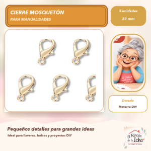 DG005-41 Set de 5 Cierres Mosquetón Metálicos Dorado 23 mm Modelo 306