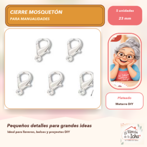 DG005-42 Set de 5 Cierres Mosquetón Metálicos Plateado 23 mm Modelo 306