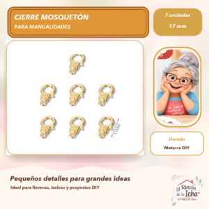 DG005-6 Set de 7 Cierres Mosquetón Metálicos Dorado 17 mm