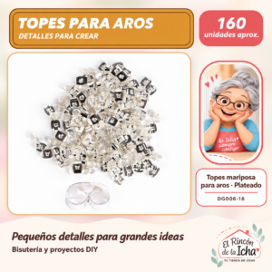 DG006-16 Topes mariposa para aros – Plateado – 160 unidades aprox.