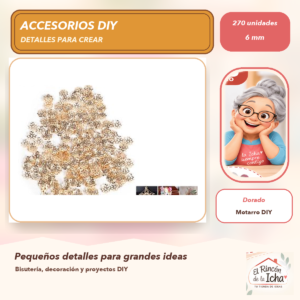 DG008-49 Set de 270 Casquillas Florales Labradas Dorado 6 mm