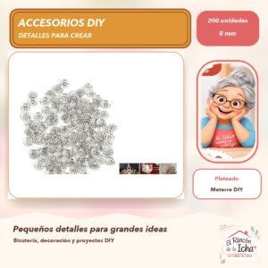 DG008-50 Set de 200 Casquillas Florales Labradas Plateado 8 mm