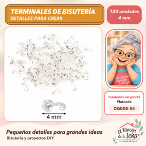 Tapanudos con gancho – Plateado – 4 mm – 120 unidades
