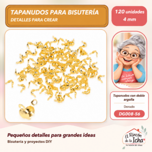 Tapanudos con doble argolla – Dorado – 4 mm – 120 unidades
