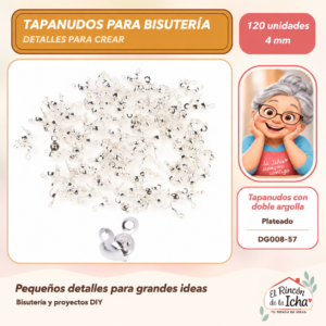 Tapanudos con doble argolla – Plateado – 4 mm – 120 unidades