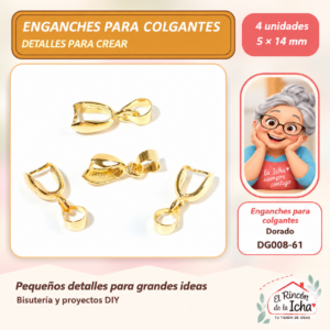 DG008-61 Enganches para colgantes – Dorado – 5 × 14 mm – 4 unidades