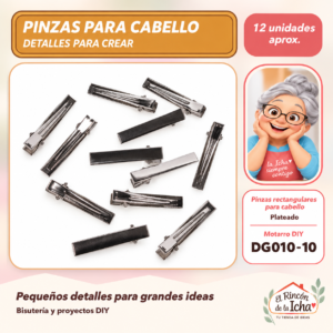 Pinzas rectangulares para cabello – Plateado – 12 unidades aprox. – DG010-10