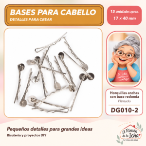 Horquillas anchas con base redonda – Plateado – 17 × 40 mm – 15 unidades aprox.