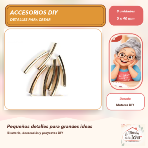 DG011-14 Set de 8 Tubos Curvos Lisos Dorado 5 x 40 mm