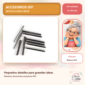 DG011-17 Set de 10 Tubos Rectos Lisos Plateado 5 x 40 mm