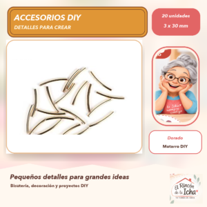 DG011-6 Set de 20 Tubos Curvos Lisos Dorado 3 x 30 mm