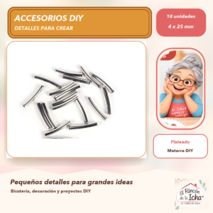 DG011-7 Set de 18 Tubos Curvos Lisos Plateado 4 x 25 mm