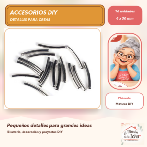 DG011-9 Set de 16 Tubos Curvos Lisos Plateado 4 x 30 mm