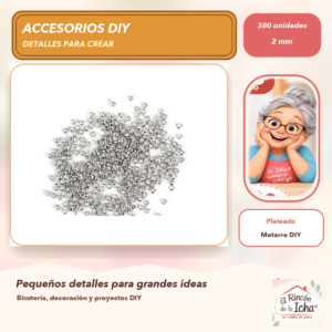 DG014-1 Set de 380 Cuentas de Fijación Plateado 2 mm