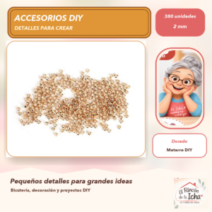DG014-2 Set de 380 Cuentas de Fijación Dorado 2 mm