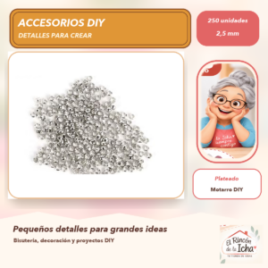 DG014-3 Set de 250 Cuentas de Fijación Plateado 2,5 mm