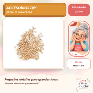 DG014-4 Set de 250 Cuentas de Fijación Dorado 2,5 mm
