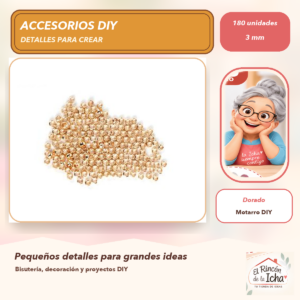 DG014-6 Set de 180 Cuentas de Fijación Dorado 3 mm