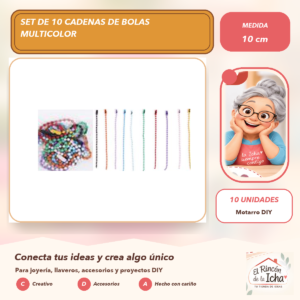 DG022-1 Set de 10 Cadenas de Bolas Multicolor 10 cm