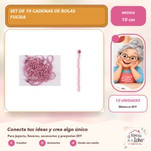 DG022-8 Set de 10 Cadenas de Bolas Fucsia 10 cm