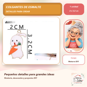 DG024-11 Set de 1 Colgante de Esmalte Conejo 2 x 3,2 cm
