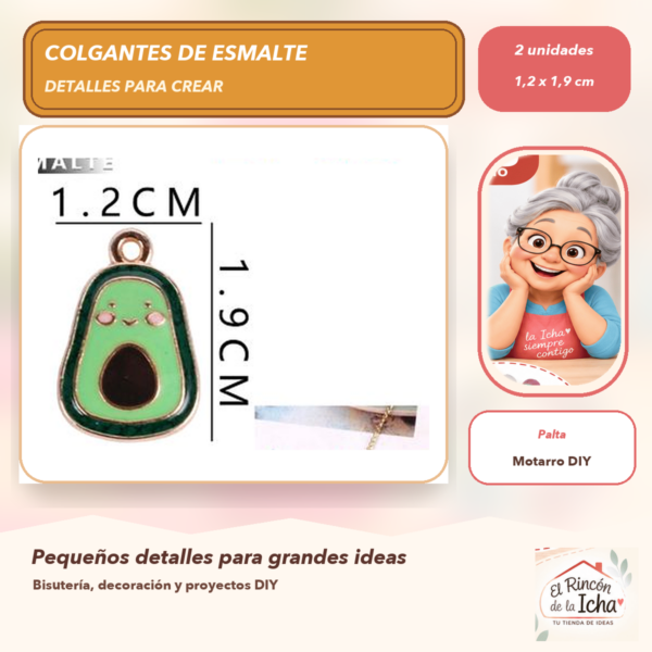 Set de 2 Colgantes de Esmalte Palta 1,2 x 1,9 cm