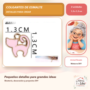 DG024-18 Set de 2 Colgantes de Esmalte Animal Rosado 1,3 x 1,3 cm