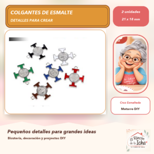 DG024-22 Set de 2 Colgantes de Esmalte Cruz Esmaltada 21 x 18 mm